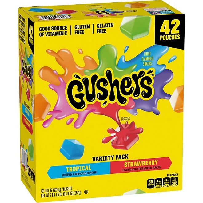 Gushers Strawberry & Tropical Variety Pack Snacks, 0.8 oz., 42 pk. 2