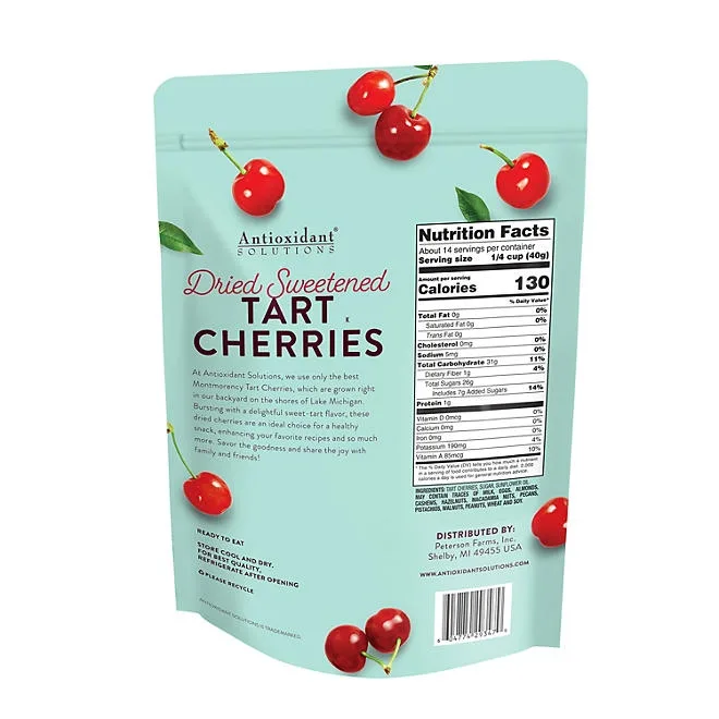 Antioxidant Solutions Dried Tart Montmorency Cherries, Sweetened, 20 oz. 4
