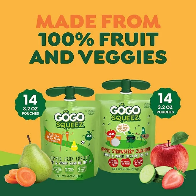 GoGo SqueeZ Fruit & VeggieZ Applesauce Pouches, 3.2 oz., 28 pk. 5