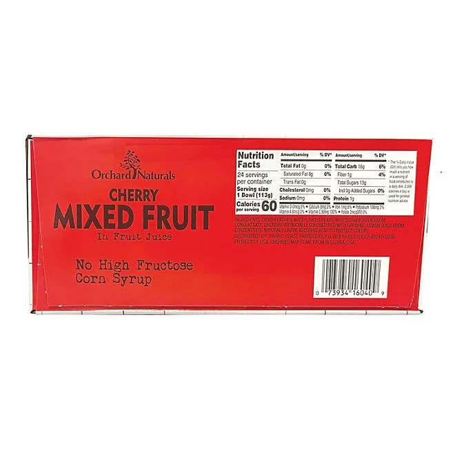 Orchard Natural Cherry Mixed Fruit in Fruit Juice 4 oz., 24 ct. 3