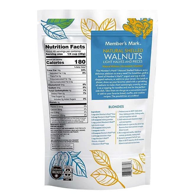 Member's Mark Natural Shelled Walnuts, 3 lbs. 4