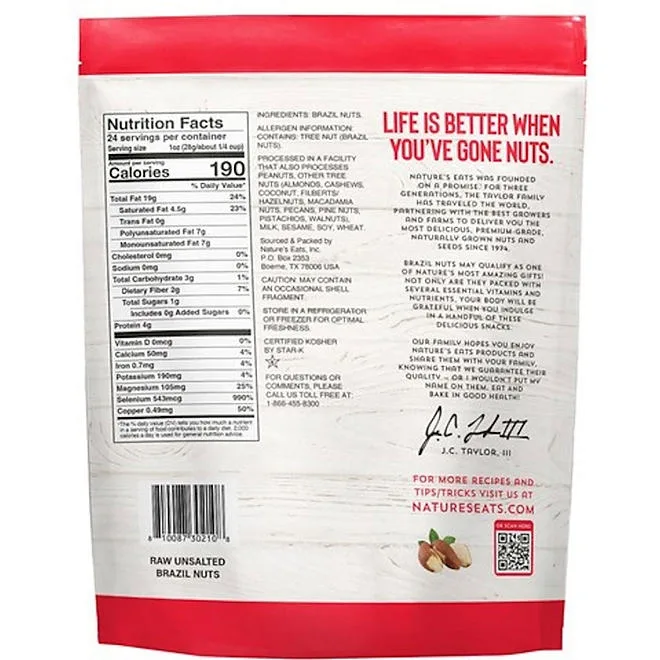 Nature's Eats Raw Unsalted Brazil Nuts 24 oz. 3