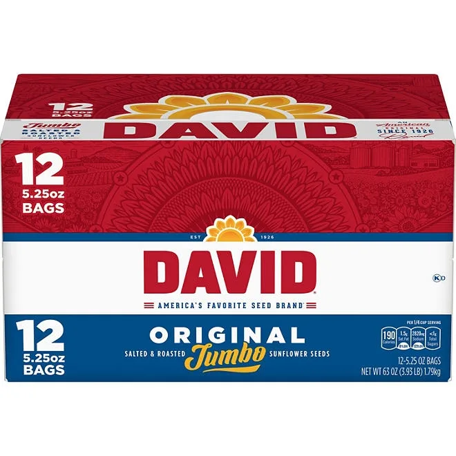 David Jumbo Sunflower Seeds, 5.25 oz., 12 pk. 2