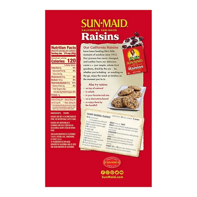 Sun-Maid California Sun-Dried Raisins, 30 oz., 2 pk. 3