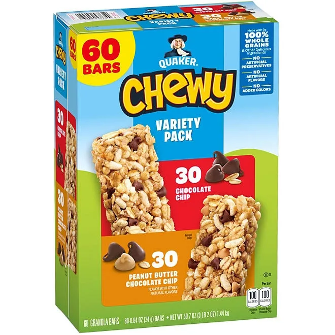 Quaker Chewy Granola Bar, Variety Pack, 60 ct. 2