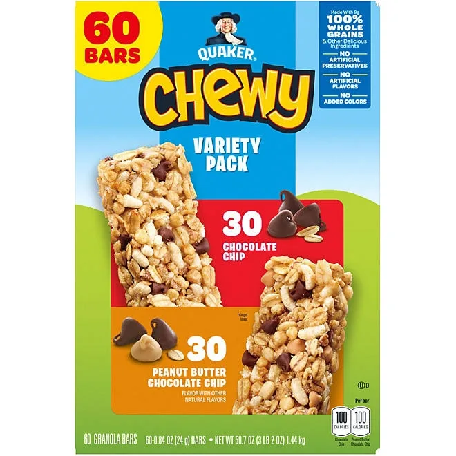 Quaker Chewy Granola Bar, Variety Pack, 60 ct. 4