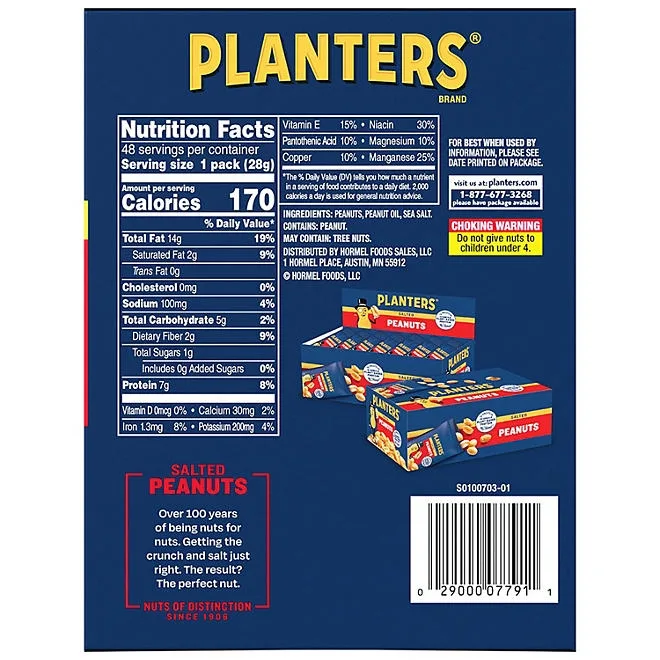 Planters Salted Peanuts, Single-Serve Packs, 1 oz., 48 pk. 3