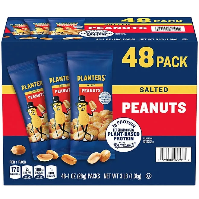 Planters Salted Peanuts, Single-Serve Packs, 1 oz., 48 pk. 2