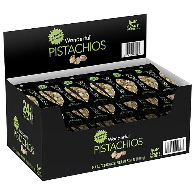 Wonderful Pistachios, Roasted and Salted 1.5 oz., 24 pk. 2