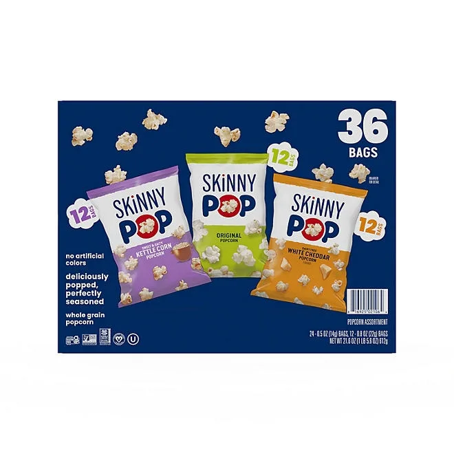 SkinnyPop Variety Snack Pack Popcorn, 0.5 oz., 36 pk. 2