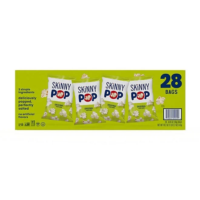 SkinnyPop Original Popcorn Snack Bags, 0.65 oz., 28 pk. 2