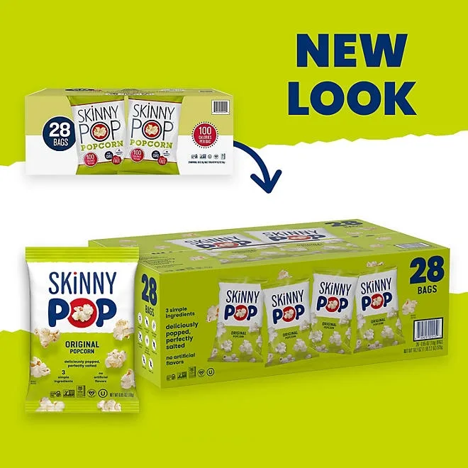 SkinnyPop Original Popcorn Snack Bags, 0.65 oz., 28 pk. 3