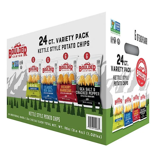 Boulder Canyon Kettle Cooked Variety Pack Potato Chips, 1.5 oz., 24 pk. 2