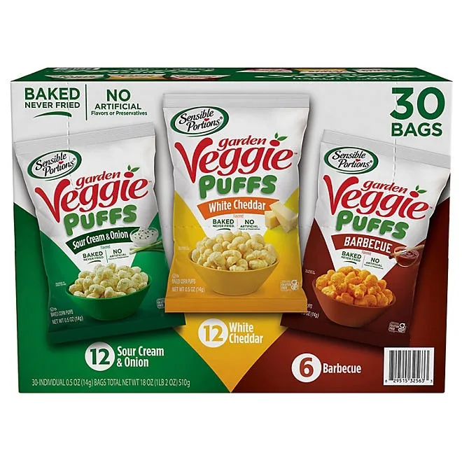 Sensible Portions Garden Veggie Puffs, Variety Pack, 0.5 oz., 30 pk. 2