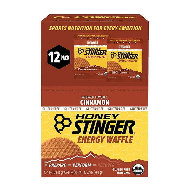 Honey Stinger Gluten-Free Organic Energy Waffle, Cinnamon, 12 ct. 2