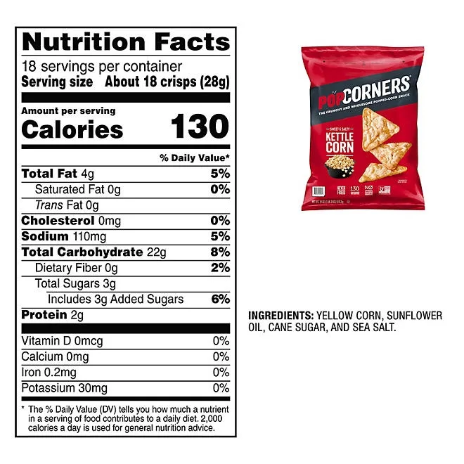 PopCorners Sweet & Salty Kettle Corn Popped-Corn Snack, 18 oz. 3