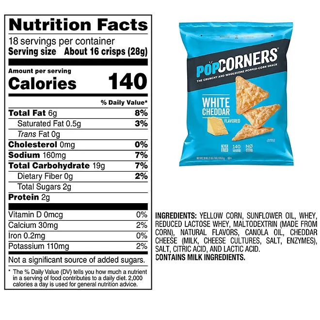 PopCorners White Cheddar Popped-Corn Snack, 18 oz. 3
