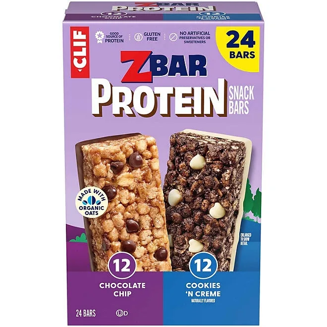 CLIF Z Bar Protein Gluten Free Bar, Variety Pack, 24 ct. 2