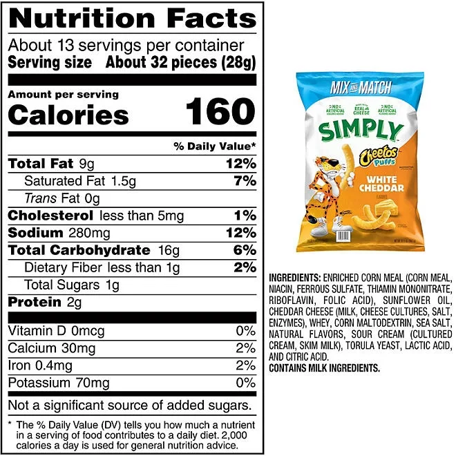 Cheetos Simply White Cheddar Puffs, 12.5 oz. 3