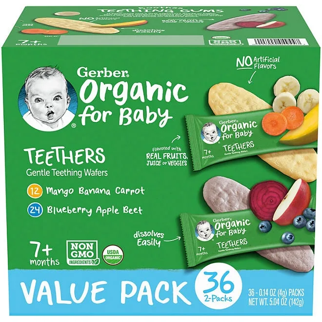 Gerber Organic Teething Wafers Variety Pack, 36 ct. 2
