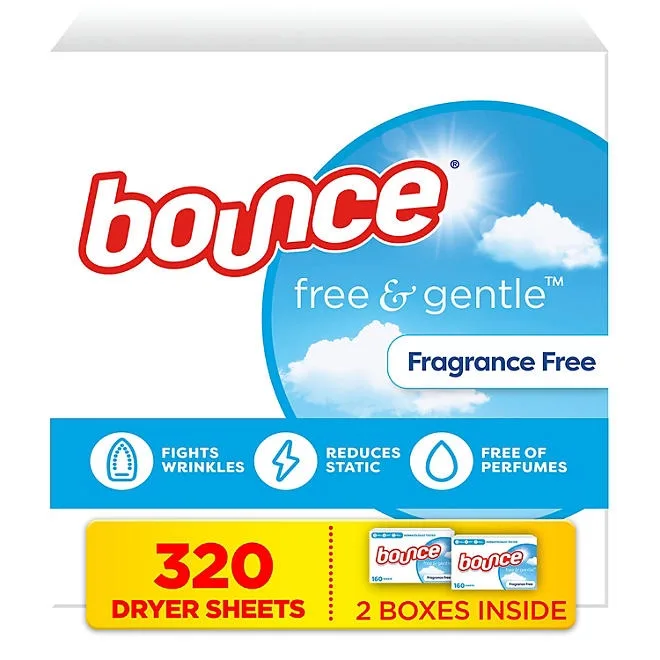 Bounce Free & Gentle Dryer Sheets, Unscented, 320 ct. 2