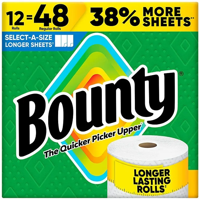 Bounty Select-A-Size 2-Ply Paper Towels, 12 Rolls, 165 sheets/roll 2