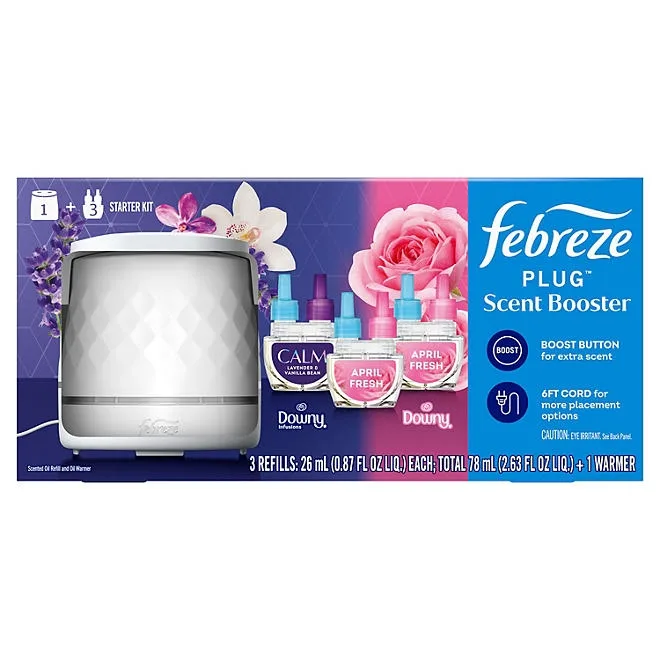 Febreze PLUG Scent Booster Kit, CALM Lavender + Vanilla Bean and April Fresh, 1 Device + 3 Refills 2
