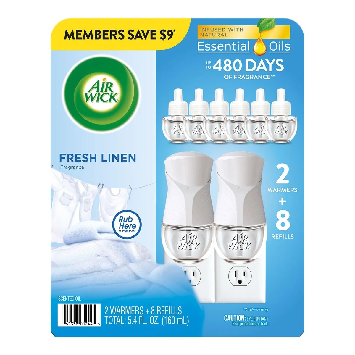 Air Wick Scented Oil Kit, Fresh Linen, 2 warmers + 8 refills