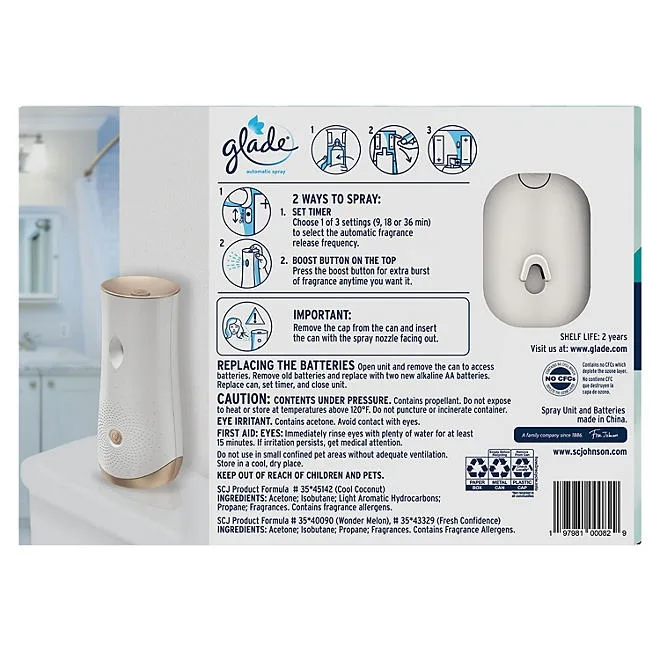 Glade Automatic Spray Air Freshener, Spring Variety, 1 Device + 3 Refills, 18.6 oz 3