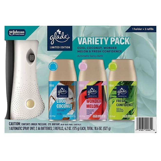 Glade Automatic Spray Air Freshener, Spring Variety, 1 Device + 3 Refills, 18.6 oz 2