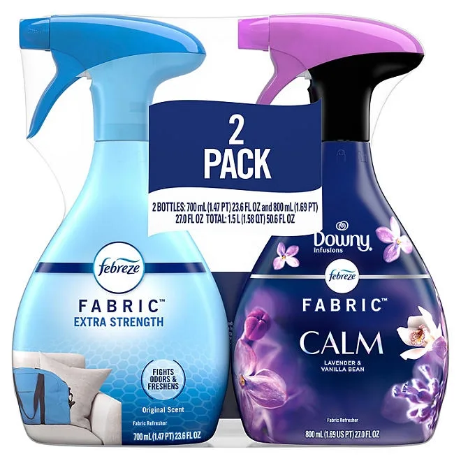 Febreze Extra Strength and Downy Fabric Spray, Original Scent and Calm, 50.6 fl. oz., Pack of 2 2