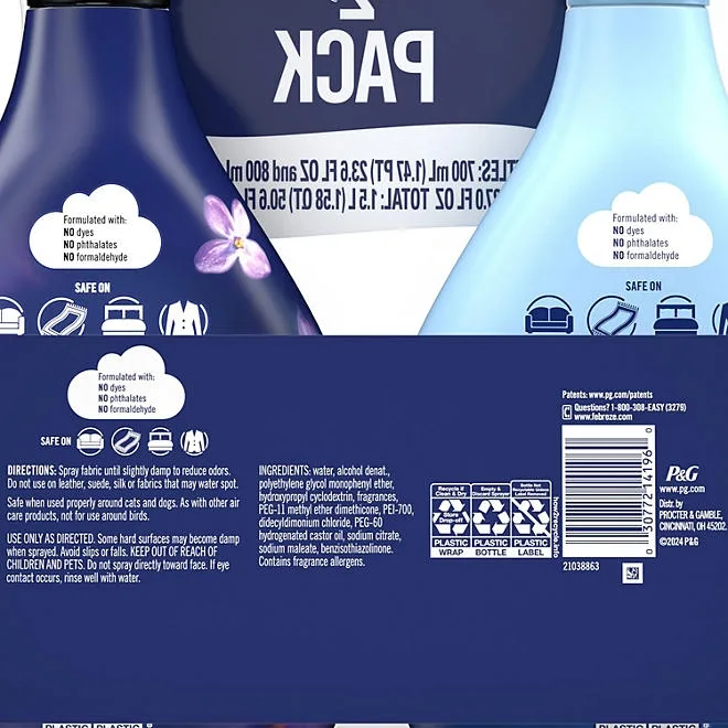 Febreze Extra Strength and Downy Fabric Spray, Original Scent and Calm, 50.6 fl. oz., Pack of 2 3