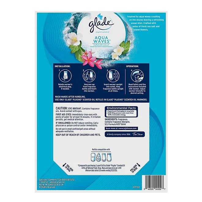 Glade PlugIns Scented Oil Refills, Aqua Waves, 9 refills 3