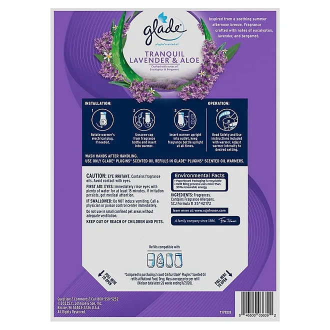 Glade PlugIns Scented Oil Refills, Tranquil Lavender & Aloe, 9 refills 3