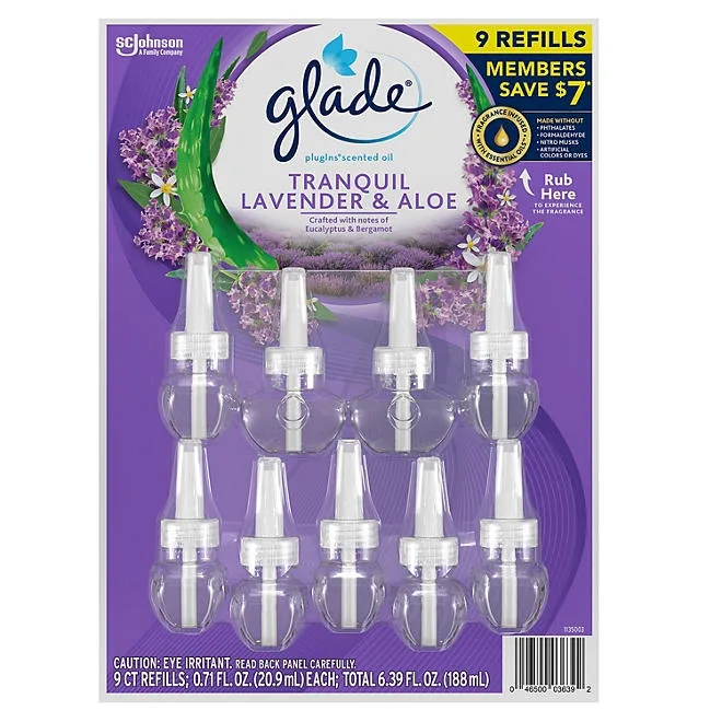 Glade PlugIns Scented Oil Refills, Tranquil Lavender & Aloe, 9 refills 2