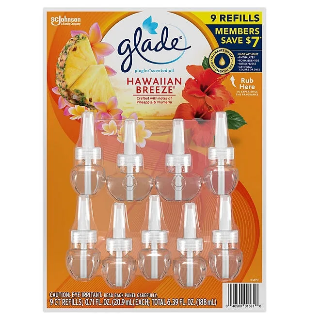 Glade PlugIns Scented Oil Refills, Hawaiian Breeze, 9 refills 2