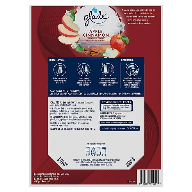 Glade PlugIns Scented Oil Refills, Apple Cinnamon, 9 refills 3