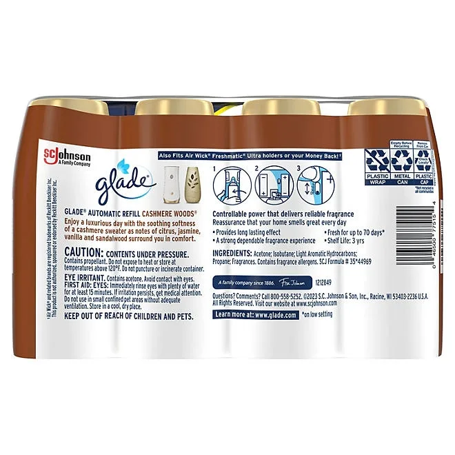 Glade Automatic Spray Air Freshener Refills, Cashmere Woods, 4 ct. 3