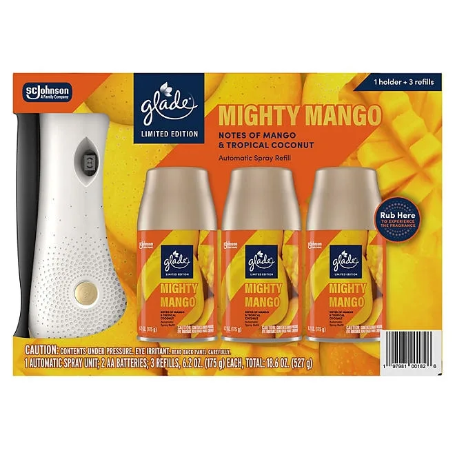 Glade Automatic Spray Air Freshener, Mighty Mango, 1 Device + 3 Refills, 18.6 oz 2