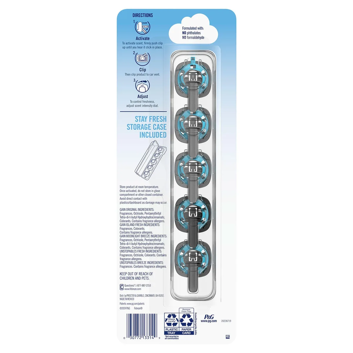 Febreze Car Air Freshener Vent Clips, Mixed Scent, 5 ct. 2
