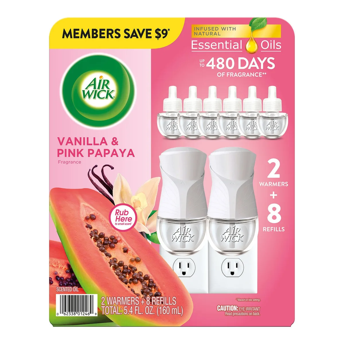 Air Wick Scented Oil Kit, Vanilla & Pink Papaya, 2 warmers + 8 refills