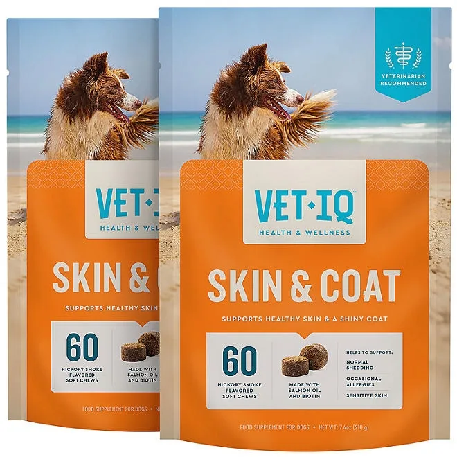 VETIQ Skin & Coat Soft Dog Chews, Hickory Smoke Flavored, 60 ct., 2 pk. 2