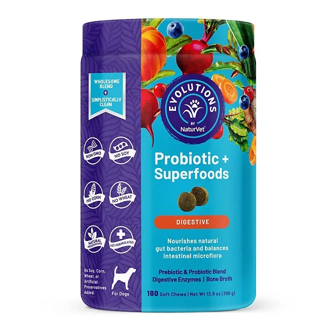 Evolutions by NaturVet, Probiotic Plus Superfoods, Soft Chews for Dogs, 180 ct. 2