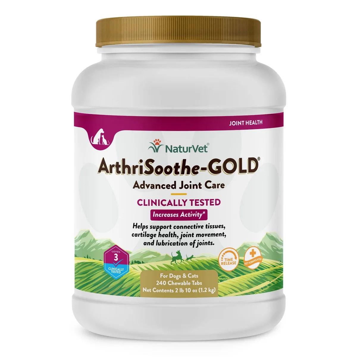 NaturVet ArthriSoothe-GOLD Level 3 Advanced Joint Care Supplements for Dogs and Cats, 240 ct., Choose Type 2