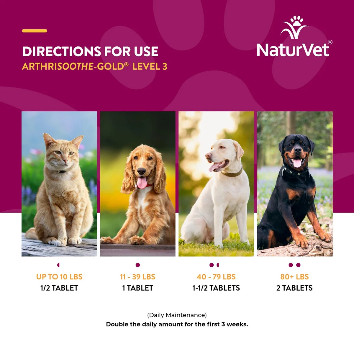 NaturVet ArthriSoothe-GOLD Level 3 Advanced Joint Care Supplements for Dogs and Cats, 240 ct., Choose Type 4