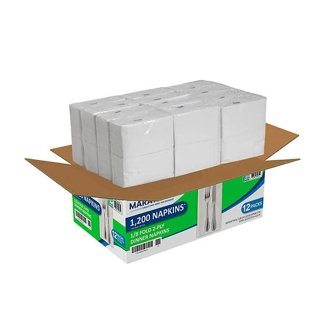 Marathon 1/8 Fold 2-Ply White Dinner Napkin, 12 pks., 100 napkins/pk. 3