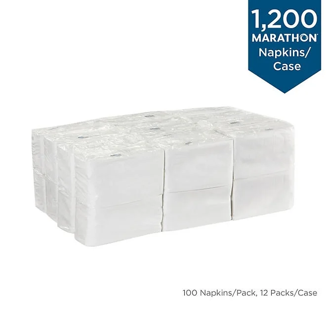 Marathon 1/8 Fold 2-Ply White Dinner Napkin, 12 pks., 100 napkins/pk. 4