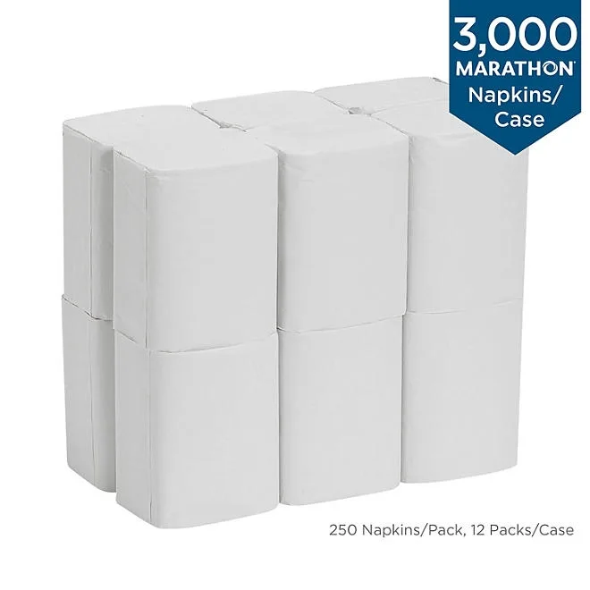 Marathon Interfold 1-Ply White Dispenser Napkins 12 pks., 250 napkins/pk. 3
