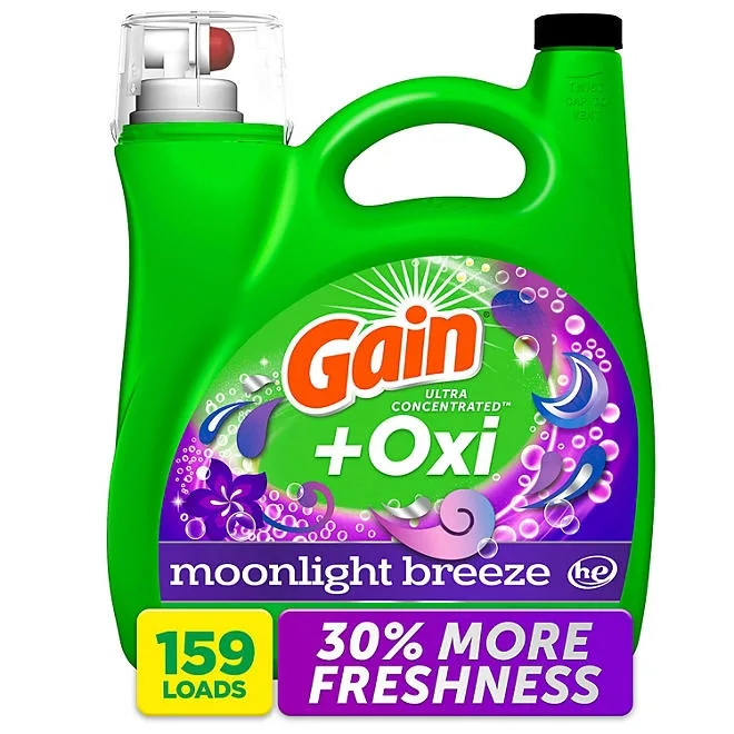 Gain + Oxi Liquid Laundry Detergent, Moonlight Breeze, 159 Loads, 170 fl. oz. 2