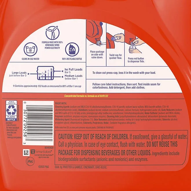 Tide Liquid Laundry Detergent, Original, 152 loads, 170 fl. oz. 3